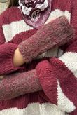 Boucle Fingerless Gloves Burgundy Melange